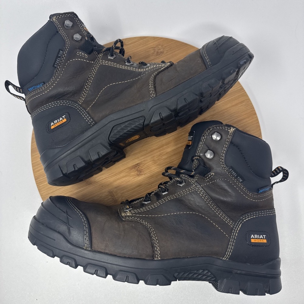 Ariat Leather Work‎ Boots Mens 10.5D Steel Toe ASTM F2413-18 Waterproof 6"